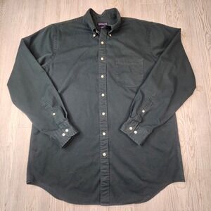Lands' End Mens Button‎ Down Shirt Long Sleeve Green Office Casual